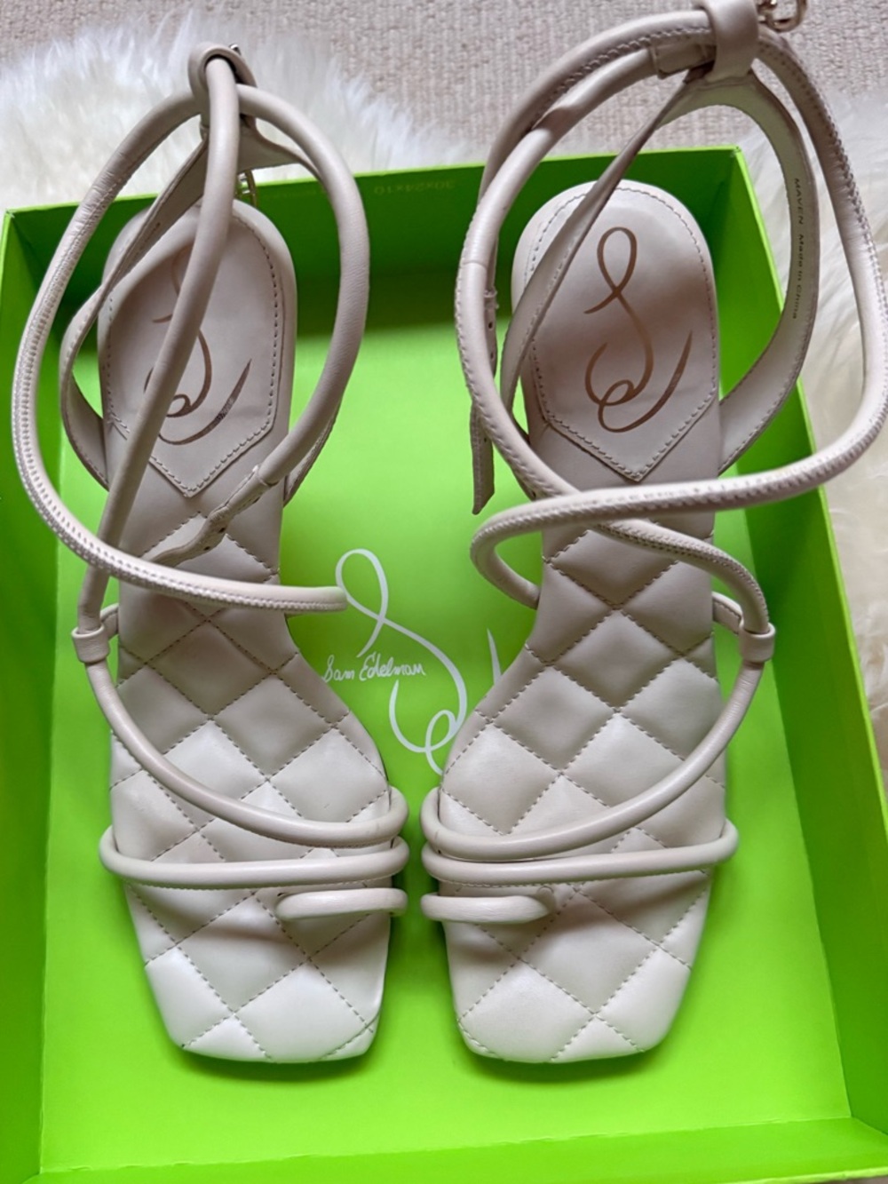 Sam Edelman Strappy Ankle-Tie Sandals in Cream